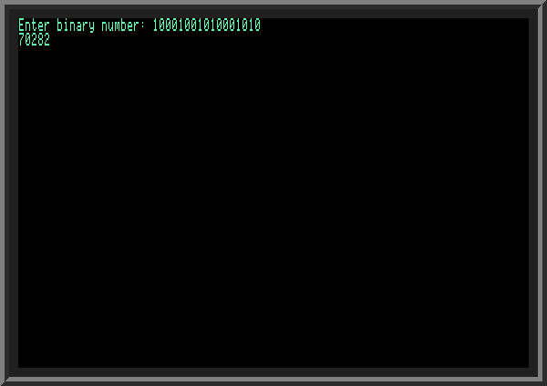 Binary to decimal conversion in BASIC