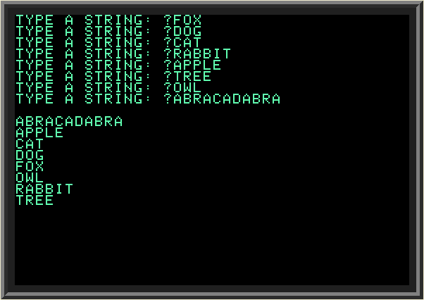 Bubblesoft algorithm to sort strings