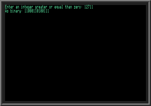 Decimal to binary conversion in BASIC using number variables only